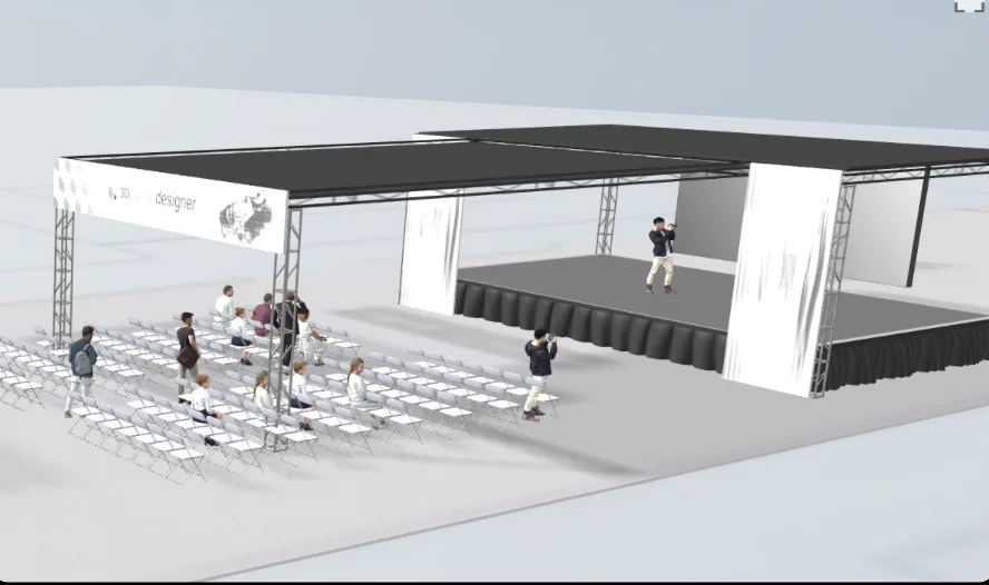 3D rendering of the main stage canopy and audience seating layout